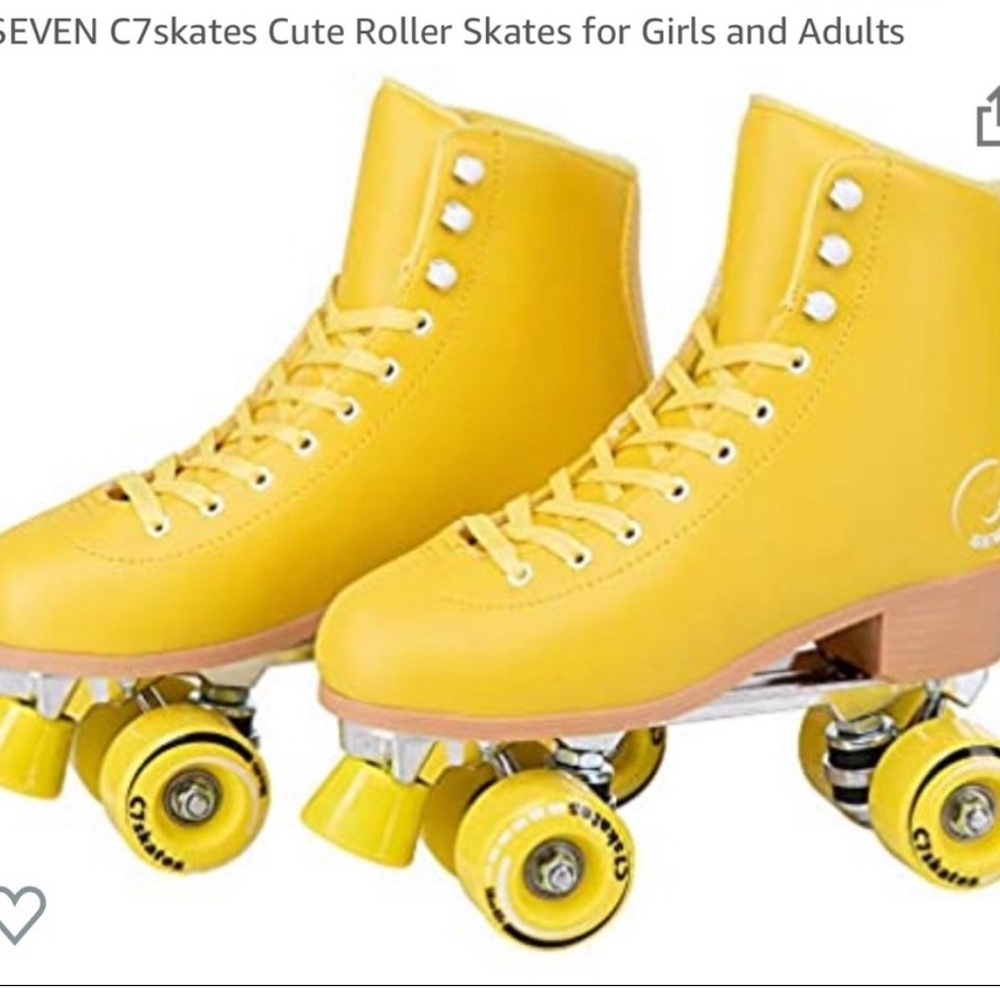 C7 Rollerskates in Lemonpop yellow. Worn once while indoor skating. Like new.